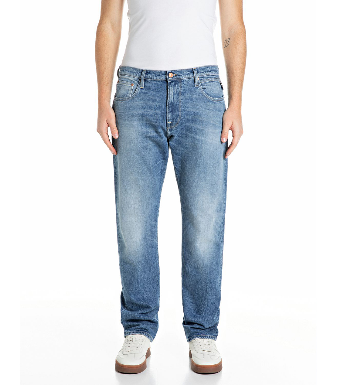ストレートフィットAIDEEN レッドキャストストレッチデニム
